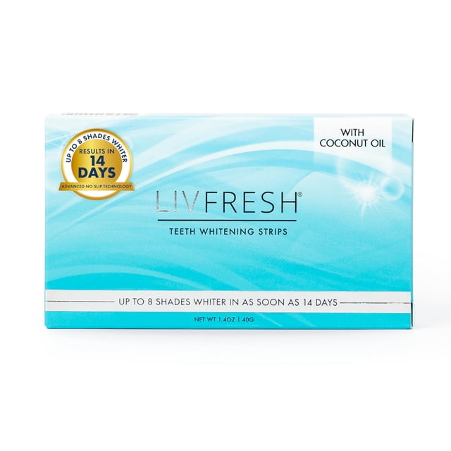 Las tiras blanqueadoras de dientes LIVFRESH dan como resultado 14 días y 14 tratamientos