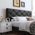thumbnail image 3 of Queen Bed Frame with Upholstered Faux Leather Headboard, UHOMEPRO Platform Bed Frame with Wood Slat Support, No Box Spring Needed, Black, 3 of 9