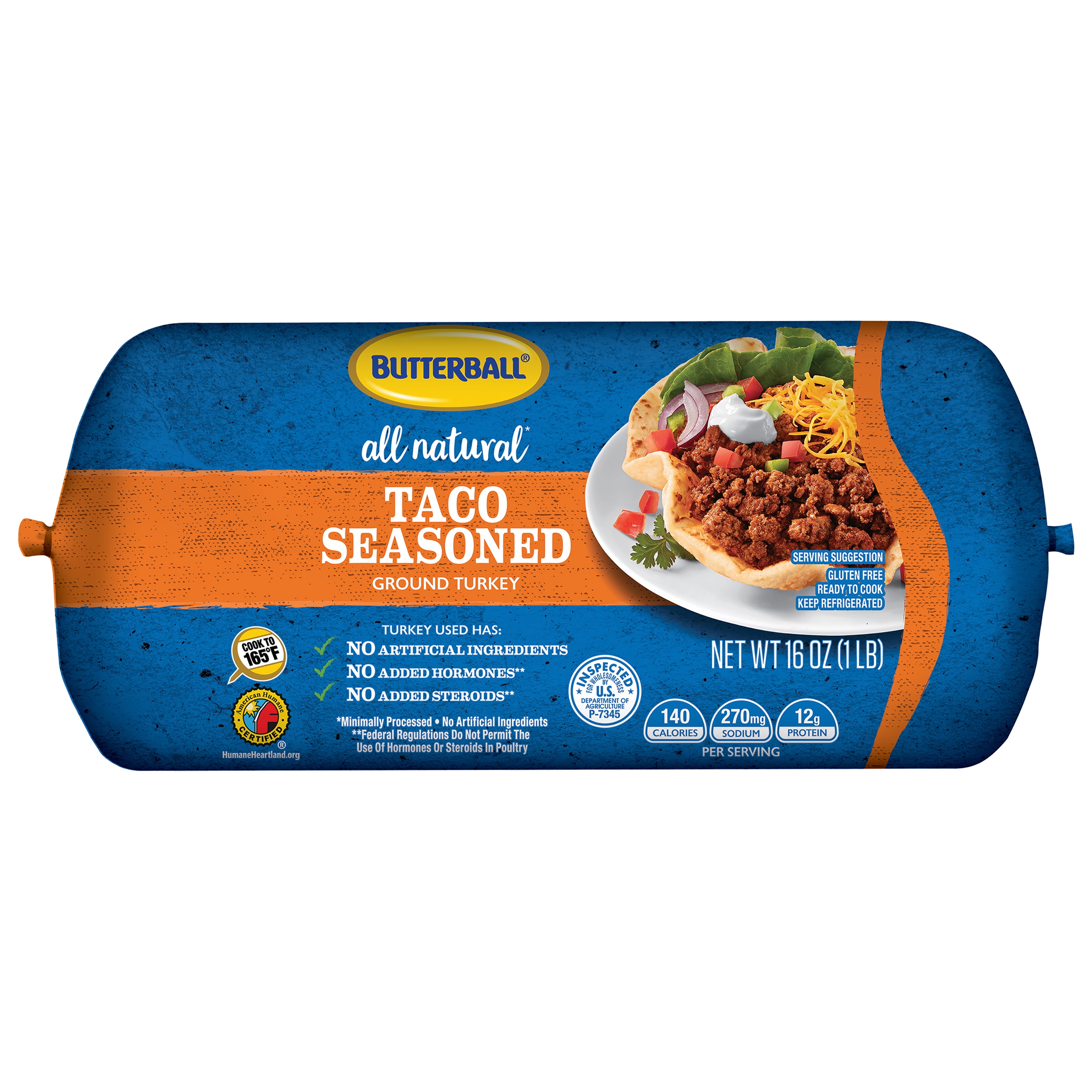 Butterball All Natural TacoSeasoned Fresh Ground Turkey, 16 oz. Chub