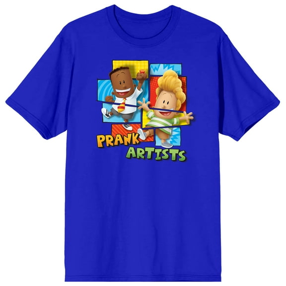 Captain Underpants Prank Artists Crew Neck Short Sleeve Royal Blue Men's T-shirt-Medium