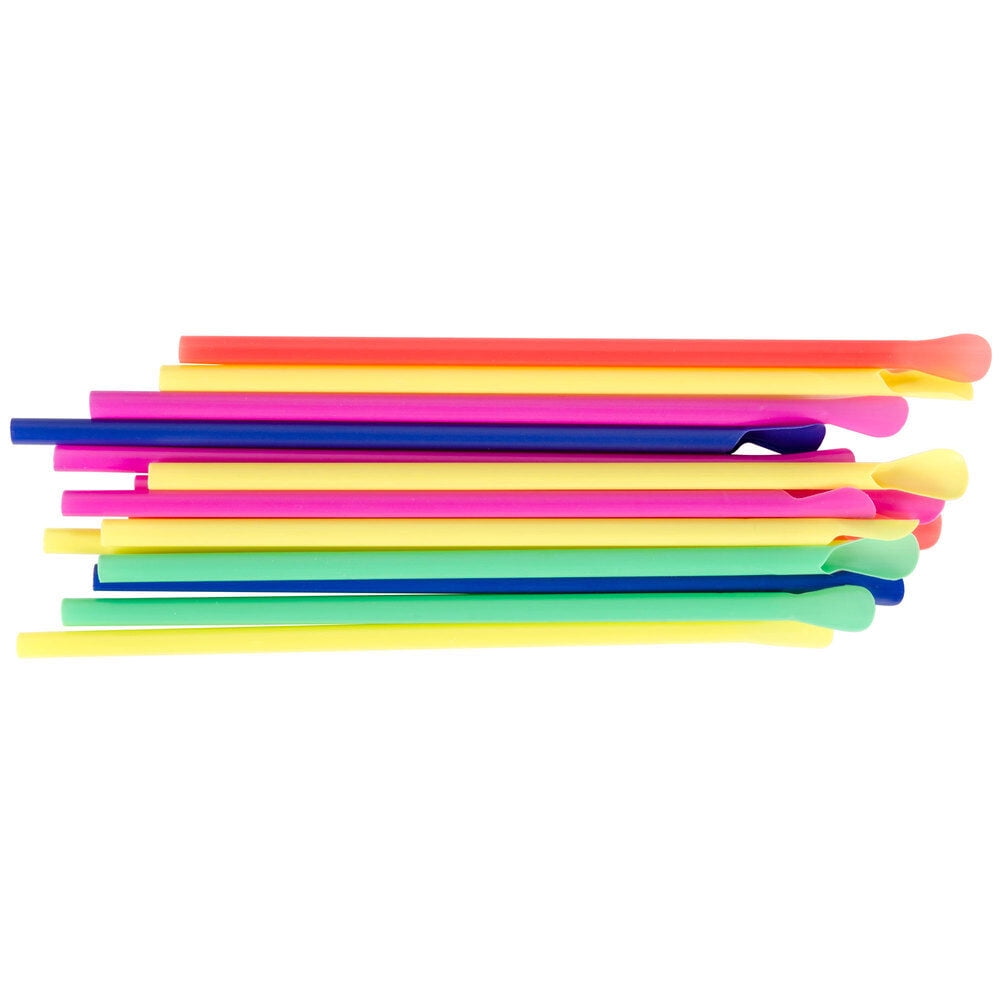 8" Spoon Straws 200 count unwrapped Neon Colors