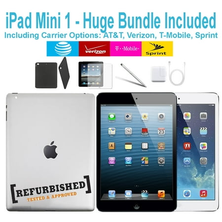 (Refurbished) Apple iPad Mini 1 Generation 64GB Black - T-Mobile Plus WiFi - Bundle - Case, Rapid Charger, Pre-Installed Glass & Stylus Pen ---- FREE 2 Day (Best Mobile Wifi Spain)