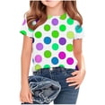 thumbnail image 2 of Zpanxa T-Shirts pour Tout-Petites Fille à Pois Col Rond Manches Courtes Haut Décontracté Polyester Spandex 13-14 Ans, 2 of 5