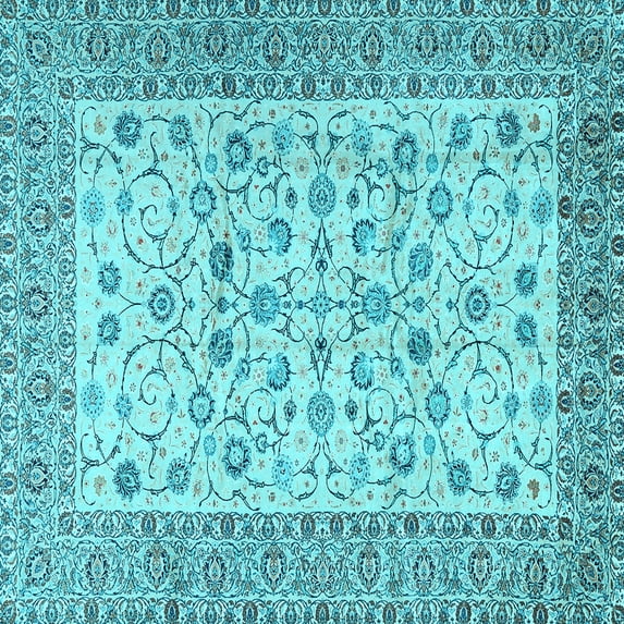 Ahgly Company Indoor Square Persian Light Blue Traditional Area Rugs, 4' Square