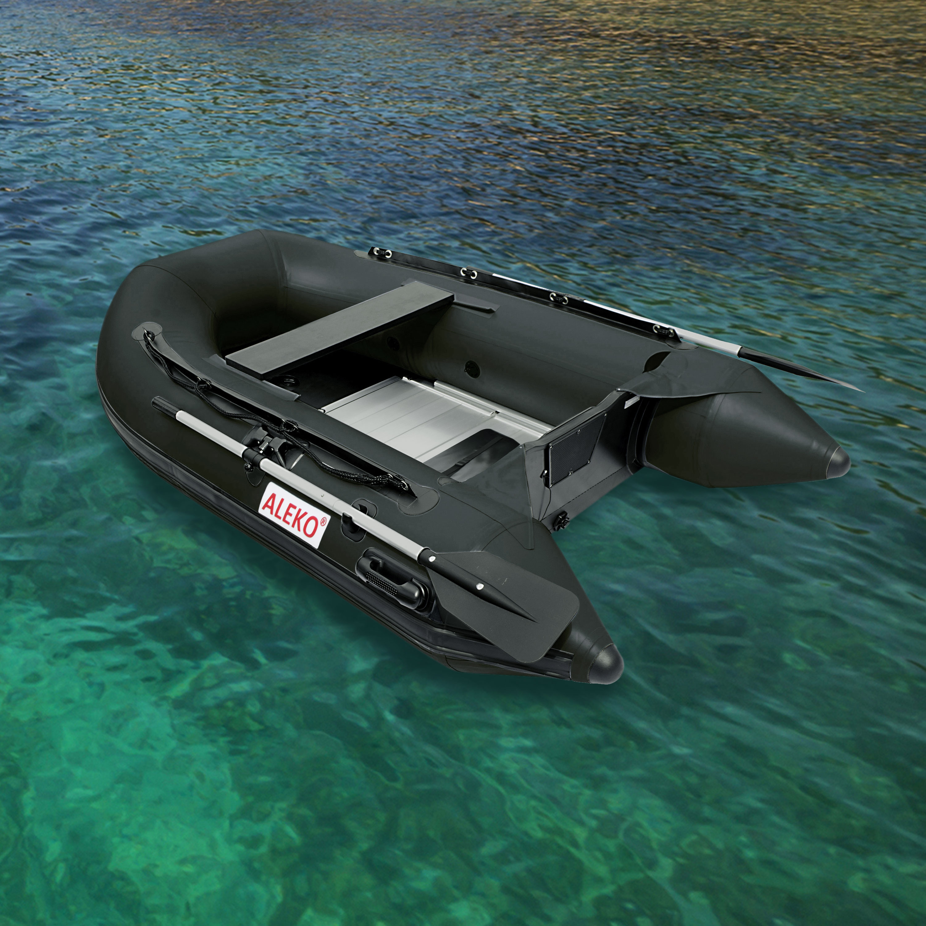 ALEKO BT250BK Inflatable 3 Person Boat 8.4 feet Aluminum Floor, Black - image 5 of 14