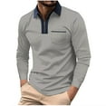 thumbnail image 2 of PNTUTB Men's Fashion Color-blocked Zipper Collar Classic Pullover Comfort Casual Long Sleeve Blouses with Pocket, 2 of 6