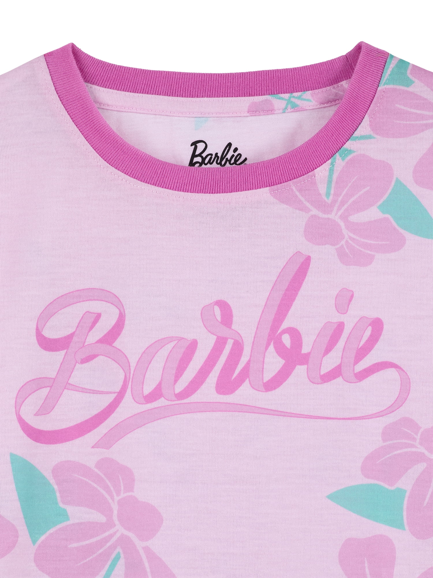 Barbie Girls Short Sleeve Sleep Top and Shorts Pajama Set, 2-Piece, Sizes 4-16