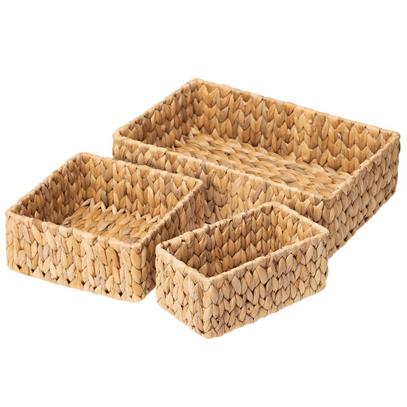 Wicker Baskets for Organizing 3Pack, Large and Small Wicker Storage Baskets Set, Hand Woven Baskets for Storage,3 * Storage Basket