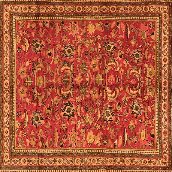 Ahgly Company Indoor Square Persian Orange Traditional Area Rugs, 3' Square