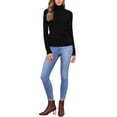 thumbnail image 2 of INSPIRE CHIC Mock Neck Sweater for Women's  Long Sleeve Ribbed Knit Pullover Top M Black, 2 of 6
