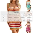 thumbnail image 3 of LEKWK Cover Ups for Swimwear Women Crochet Sleeveless Hollow Out Striped Dresses Square Neck Cami Dresses Summer Fashion Beach Vacation Bathing Suit Cover Ups, 3 of 9