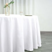 Efavormart 10 Pack Round Tablecloth, 120 Inch Stain & Wrinkle Resistant Washable Table Cloth, Decorative Polyester Fabric Table Cover for Banquet, Wedding, Dining- White