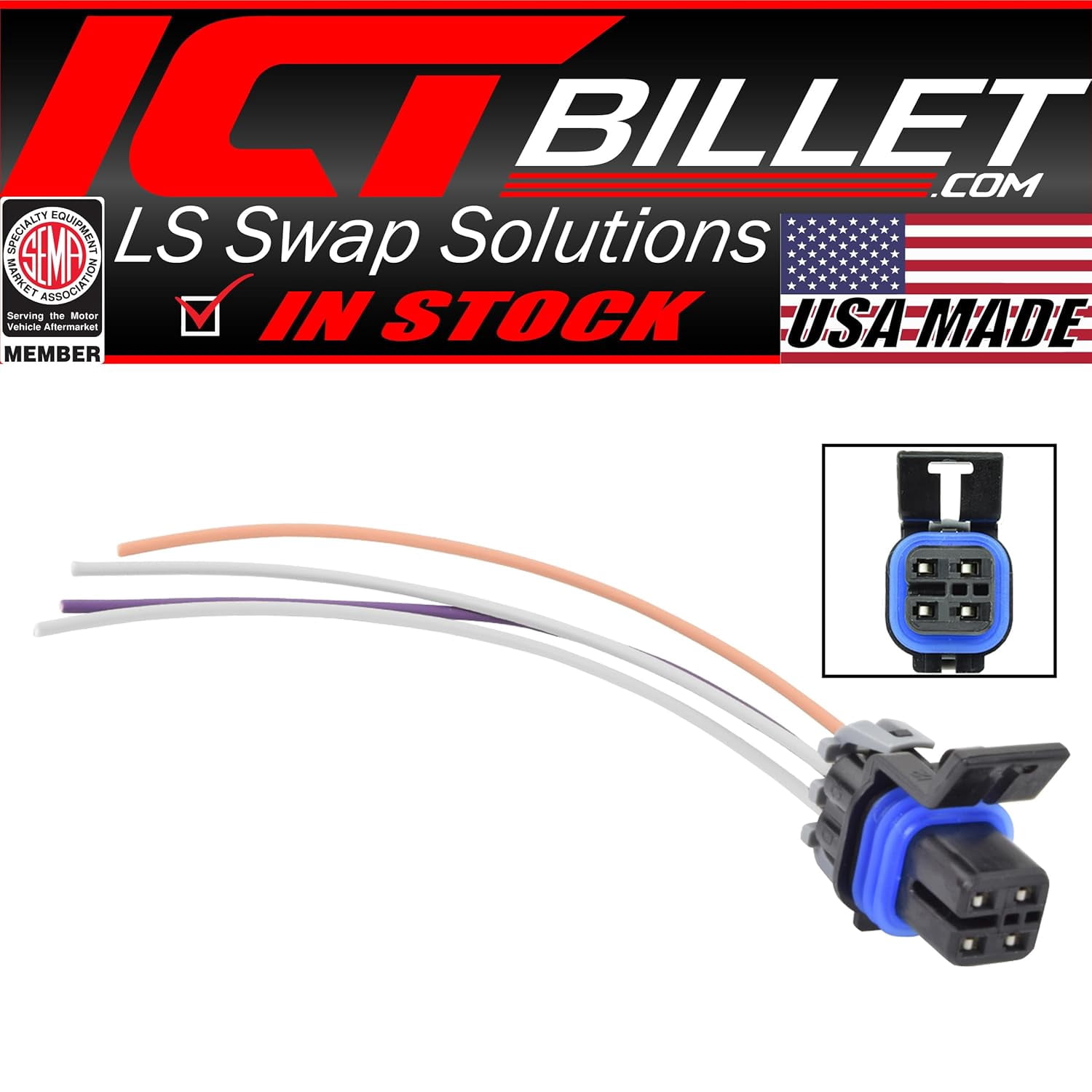 ICT Billet Oxygen Sensor 02 GM LS Sensor Square Female 1-Keyway Wire Connector Plug Component Kit Terminals Seals Metri-Pack 150 WC0XY34