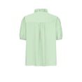 thumbnail image 5 of biudgviw Womens Short Sleeve Tops Striped Button Down Shirts Ruffle Stand Collar Work Cropped Blouses Trendy Clothing, 5 of 7