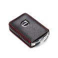thumbnail image 3 of Vitodeco Genuine Leather Smart Key Fob Case Compatible with Volvo XC40, XC60, XC90, S90, S60, V60, V90 2019-2025 (4-Button, Black/Red), 3 of 5