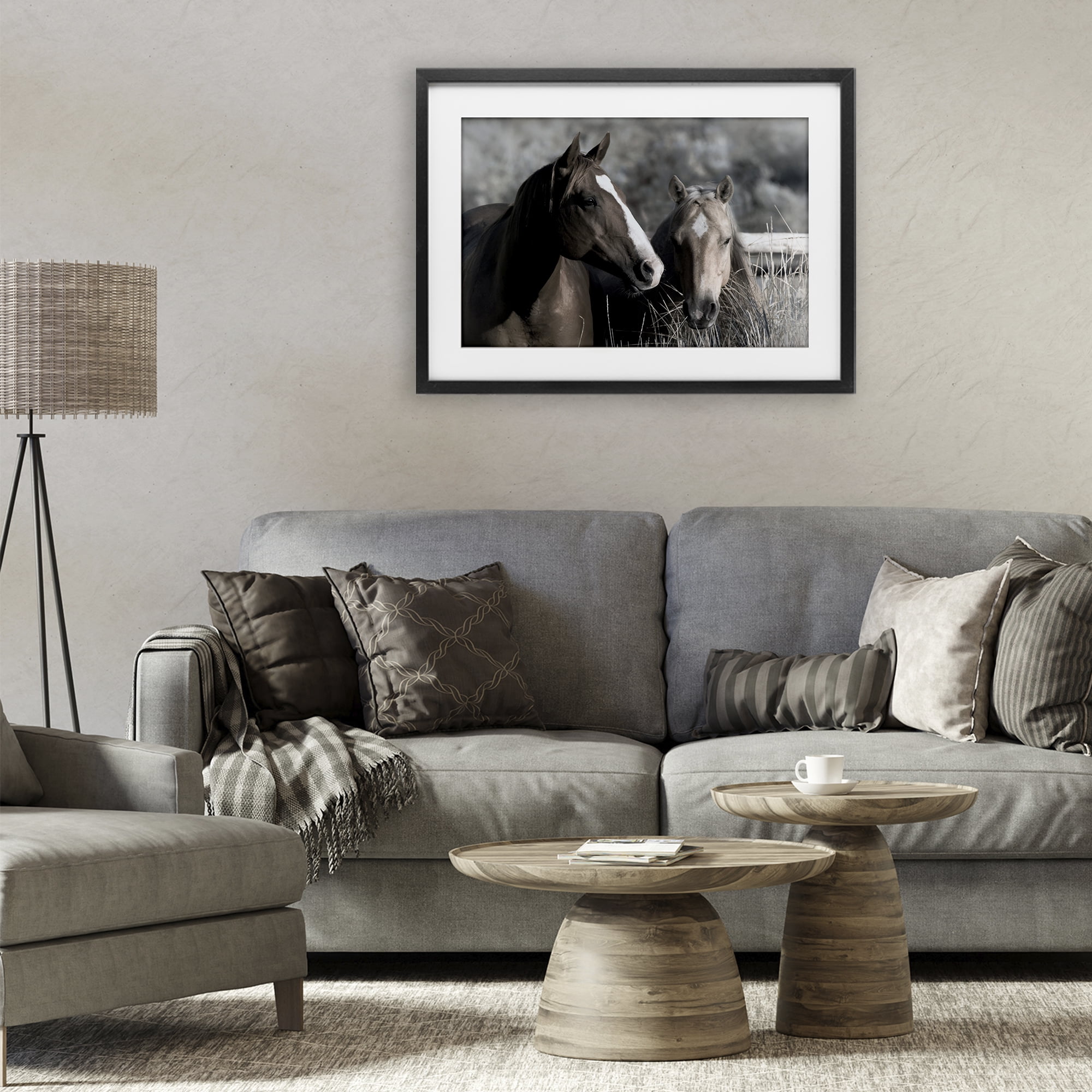 Stupell Industries Content Horses In Pasture Black Framed Print Under Glass, design by Danita Delimont