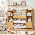 thumbnail image 3 of Hiphuta Kids Bookcase Toy Storage Organizer, Wooden Toy Chest for Kids with 6 Removable Toy Boxes, Kids Storage Bookshelf for Bedroom Playroom, Natural, 3 of 10