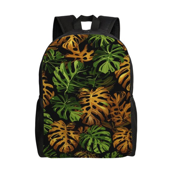 Tropical Monstera Leaves Backpack Full Front Print Travel Laptop Bag for Men and Women