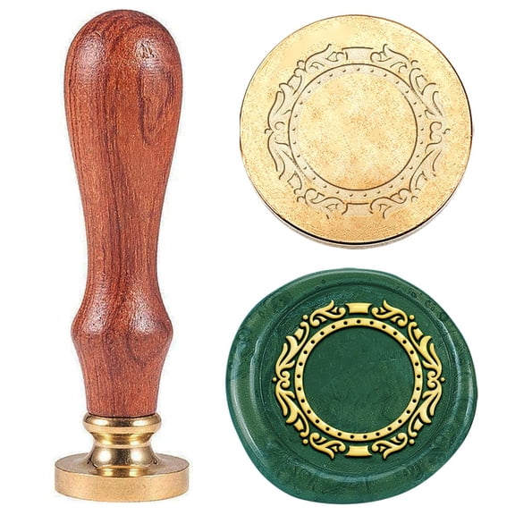 1pc Photo Frame Wax Seal Stamps Vintage Sealing Wax Stamps Gift for Christmas 25mm Removable Brass Stamp Head with Wooden Handle for Envelopes Invitations Wedding Embellishment Decor Golden