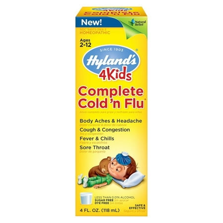 Hyland's 4 Kids Complete Cold 'n Flu Syrup, Natural Homeopathic Relief of Cold and Flu, 4 (Best Natural Remedy For Flu)