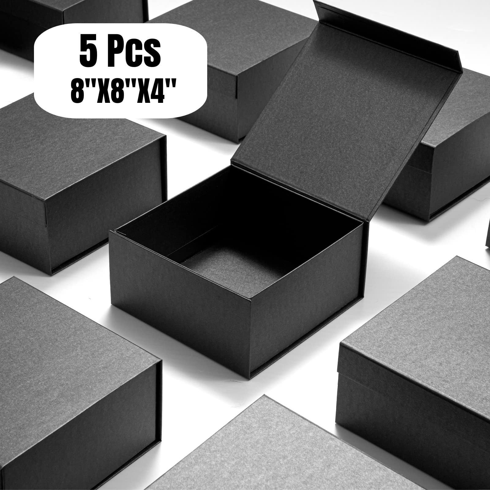 ACSTEP 8X8X4'' 5PC Black Gift Closure Gift Boxes