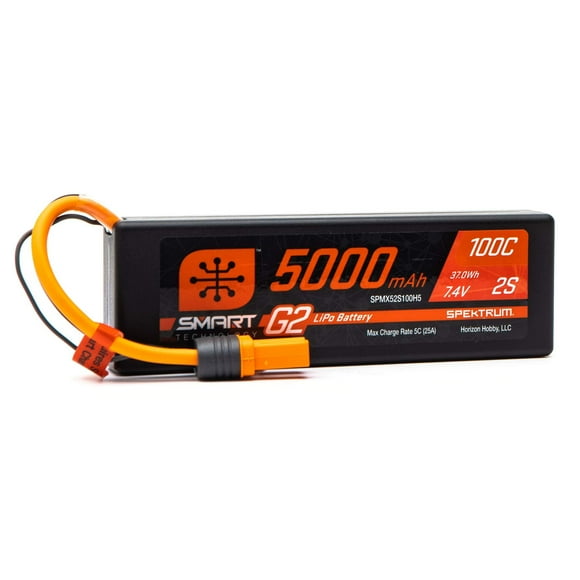 Spektrum 7.4V 5000mAh 2S 100C Étui Rigide Intelligent LiPo Batterie : IC5, SPMX52S100H5, Multi