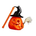 thumbnail image 3 of Linterna de calabaza de Halloween con luz amarilla intermitente para fiestas en interiores y exteriores. Con escoba, 3 of 8