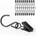 thumbnail image 1 of 40 anillos de cortina con clips, anillos de clip de acero inoxidable ideales para colgar cortinas, guirnaldas de jardín, luces de fiesta, fotos-negro. Afortunado Sencillez, 1 of 5