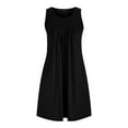 thumbnail image 6 of Womens Summer Nightgowns with Pockets Sleeveless Crew Neck Sleepshirts Ladies Casual Solid Pullover Pleated Loungewear Pajamas Dresses, 6 of 6