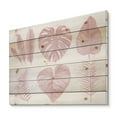 thumbnail image 2 of Designart 'Tropical Pink Watercolour Leaves On White I' Shabby Chic Print on Natural Pine Wood, 2 of 5