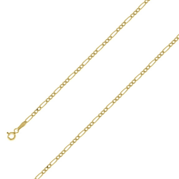 10k Solid Yellow Gold Hollow Figaro Chain Necklace for Men and Women 2.3 mm - Size 14 Inches