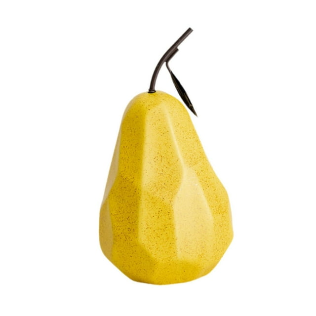 Escultura de fruta de , decoración geométrica de frutas, accesorios creativos, artesanías, estatua de fruta, adorno de fruta para escritorio Pera amarilla