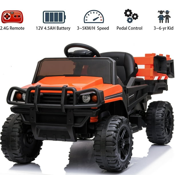BTMWAY Ride on Cars for Kids, 12V Electric Ride On Tractor with Trailer