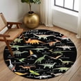 thumbnail image 2 of Large Round Rug 8Ft Washable Non-Slip, Black Dinosaur Circle Area Rugs for Living Room Bedroom, Vintage Letters Farm Animals Indoor Floor Mats Carpet Runner for Home Decor, 2 of 8