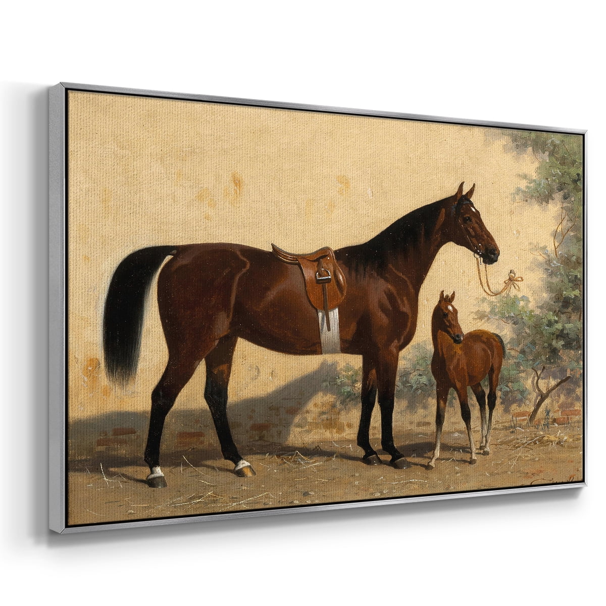 Vintage Animal Print-XLV By Wexford Home Framed in Silver Wood Gallery Wrapped Canvas 27 in. x 41 in.