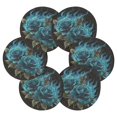 thumbnail image 4 of 6 Pcs Drink Coasters with Holder 3.94in Woven Coasters for Drinks Eternal Blue Rose and Flame Coaster Set for Protection Table, 4 of 7