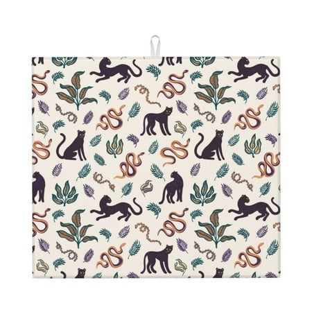 

Matuu Black Cat And Snake for Dish Drying Mat for Kitchen Counter for Kitchen and Dining Kitchen Counter Accessories 16 x18