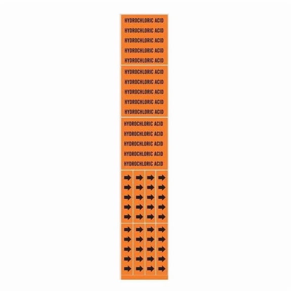 Brady Pipe Marker,Hydrochloric Acid, 7381-3C 7381-3C