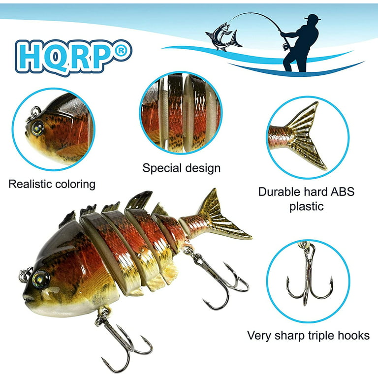 HQRP Bluegill Fishing Lure Fish Crank Bait Topwater Multi-Section Swimbait  Tackle