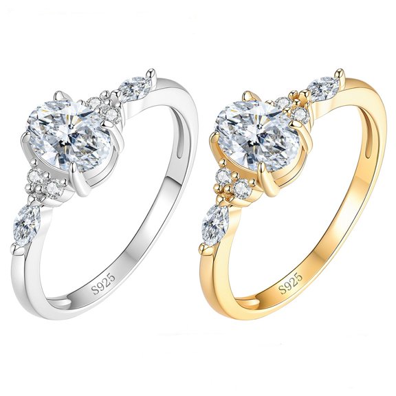 Apaison Shiny 5x7mm 1 Carat Moissanite Women Engagement Ring - Bridal Wedding Band Gold Plated Eternity Jewelry Gift