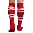 thumbnail image 3 of Couver Cotton 4 White Stripes Knee High Softball Baseball Sports Tube Socks, Red/White, Medium, 3 of 7
