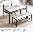 thumbnail image 5 of Ktaxon 4 Pcs Dining Table Set, Dinning Set for 4 with 2 Chairs and Bench, Dinner Table with Storage Rack, Nesting Furniture Set for Dining Room, Restaurant, White Marble, 5 of 9