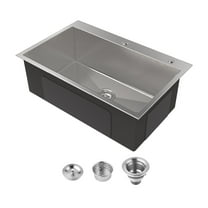 Cobbe Gray 30 inches Single Bowl  Drop-in Kitchen Sink, Stainless Steel 2-Hole