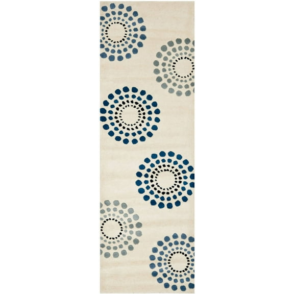 SAFAVIEH Soho Louise Polka Dots Wool Runner Rug, Ivory/Multi, 2'6" x 8'