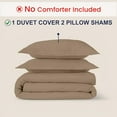 thumbnail image 3 of Kotton Culture 3Pc Queen Size Duvet Cover Set 100% Egyptian Cotton Sateen 600 TC Ultra Soft Premium Durable Comforter Cover Zipper Closure & Corner Ties, Taupe, 3 of 4