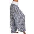 thumbnail image 2 of Pants for Women 2023 Boho Casual Button Harem Loose Leg Pocket Wide Print Fashion Trousers, 2 of 4