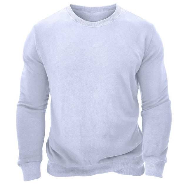 KIHOUT Chandails Molletonnés Hommes Mode Décontractée Col Rond Manches Longues Chandail Épais à Enfiler Blouse WH/M