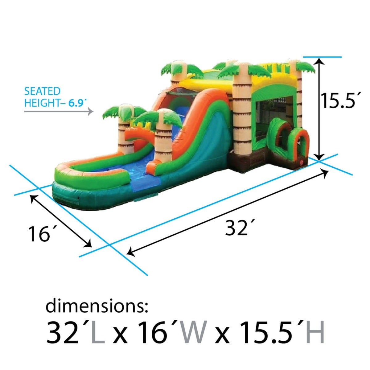 TentandTable Mega Inflatable Water Slide Bounce House Combo with Blower, Tropical