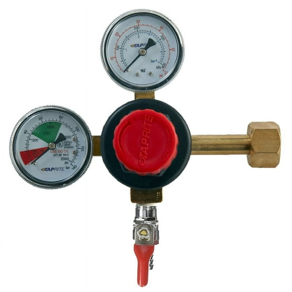 Taprite Dual Gauge CO2 Regulator Solid Brass Body Built-in Safety Release USA