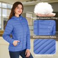 thumbnail image 6 of YUCOLEN Women's Lightweight Puffer Jacket with Hood Pockets Quilted Padded Full-zip Water-Resistant Windproof Transitional Winter Coat Light Blue M, 6 of 6